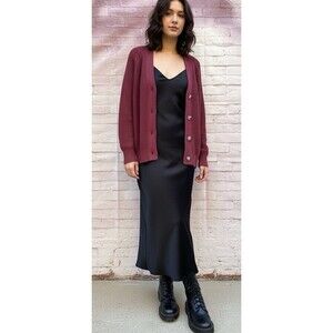 NWT Gap Shaker Stitch Chunky Knit Size L Boyfriend Grandpa Cardigan Burgundy